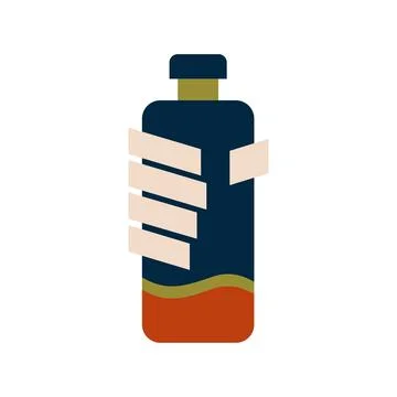 Minimalistic Illustration of a Bottled Liquid with Abstract Label Design Stock Illustration