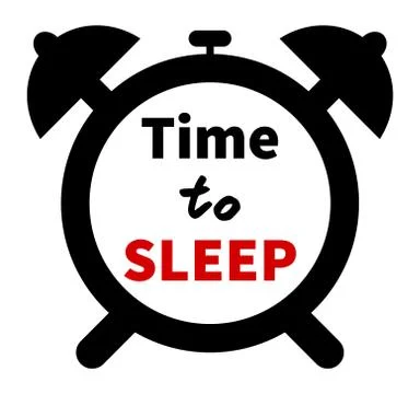 Minimalistic illustration of a clock with time for sleep text. Isolated Illustrazione stock