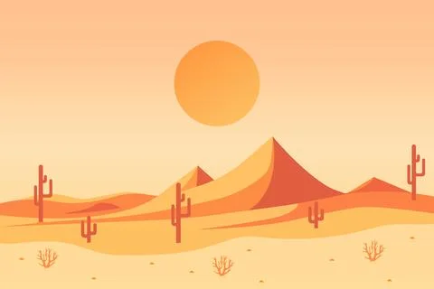 Minimalistic illustration of desert flat vector Stock Illustration