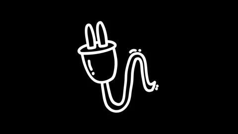 Minimalistic illustration of an electrical plug with a wavy cord on a black.. Stock Footage 319588599