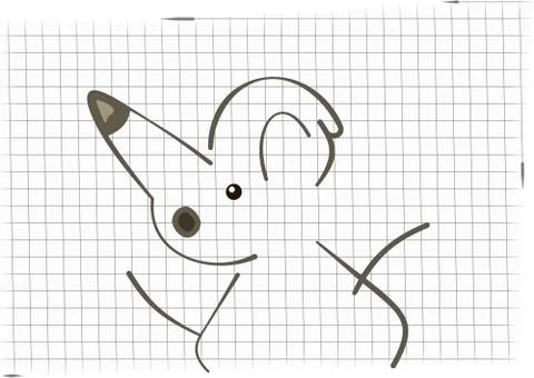 Minimalistic illustration of mouse against the background of the squared pape Stockillustratie