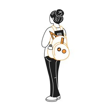 Minimalistic Illustration of Student with Backpack Stock Illustration