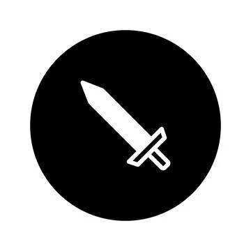 Minimalistic illustration of a sword in a circular frame symbolizes strengt.. Stock Illustration