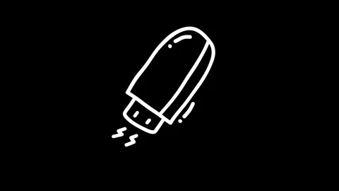 Minimalistic illustration of a USB flash drive in motion against a black ba.. Stock Footage 320023279