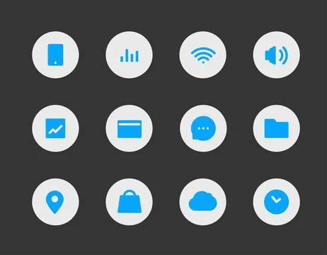 Minimalistic interface icons in circles. Vector clipart Stock-Illustration