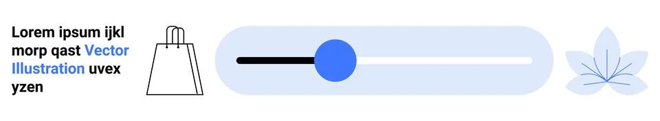 Minimalistic Interface with Shopping Icon, Progress Slider, and Leaf Design Stock Illustration