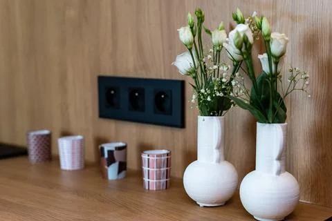 Minimalistic kitchen interior. Use of small studio space. Foto stock