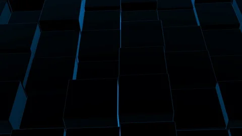 Minimalistic labyrinth formed of cubes moving up and down, glittering. Stock Footage 124495144
