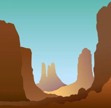Minimalistic landscape of the canyon Stock Illustration