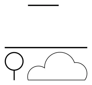 Minimalistic Landscape with Tree, Cloud, and Road in Linear Art Style Stockillustratie