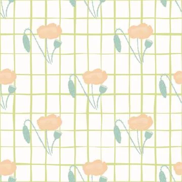 Minimalistic light seamless pattern with pale flowers. Poppy elements in pink 스톡 일러스트