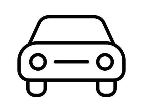 Minimalistic Line Drawing of a Front View of a Compact Car Outline 스톡 일러스트
