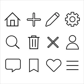 Minimalistic Linear Icons for Interfaces. Vector Illustration Illustrazione stock
