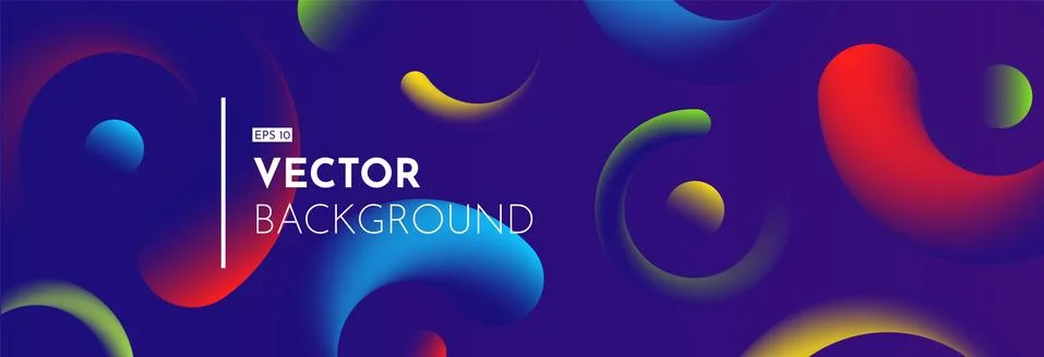 Minimalistic long horizontal background with 3d rounded elements. Stock Illustration