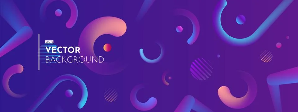 Minimalistic long horizontal background with 3d rounded elements. Stock Illustration