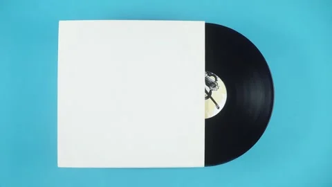 Minimalistic Look Of Vinyl Record On Blue Background. Stock Footage 308737516