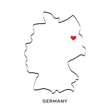 Minimalistic map of Germany with a heart in place of Berlin Stock Illustration