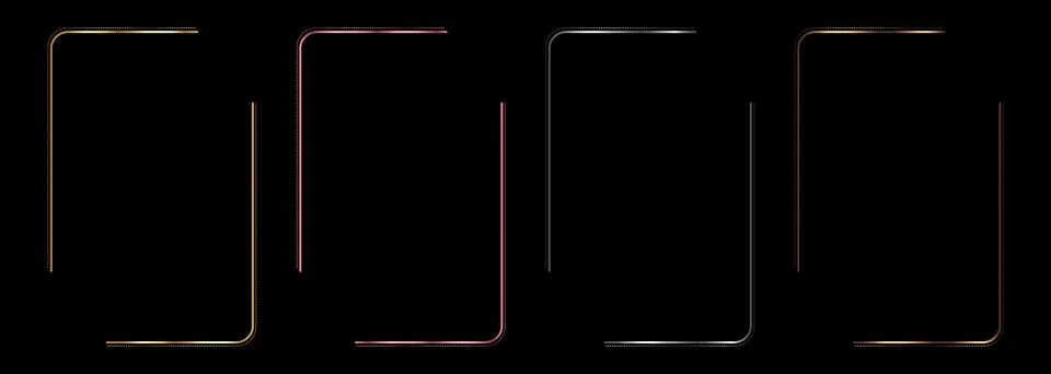 Minimalistic metallic colored frames set. Golden, silver, bronze Stock Illustration