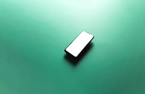 Minimalistic mock up flat image design with a floating mobile phone with co.. Fotos Stock