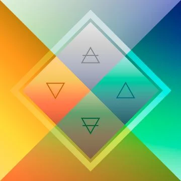 Minimalistic modern scheme of four elements in the colorful blurred rhombuses Stock Illustration
