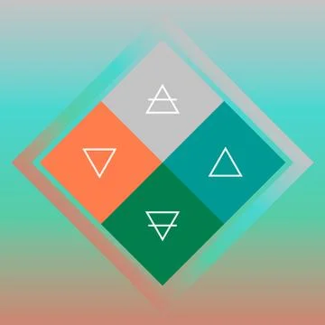 Minimalistic modern scheme of four elements in the colorful rhombuses on blur Stock Illustration
