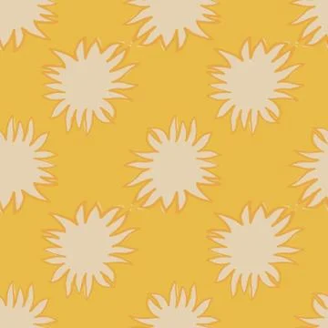 Minimalistic morning seamless pattern with grey star silhouettes. Sun shapes  Stock Illustration