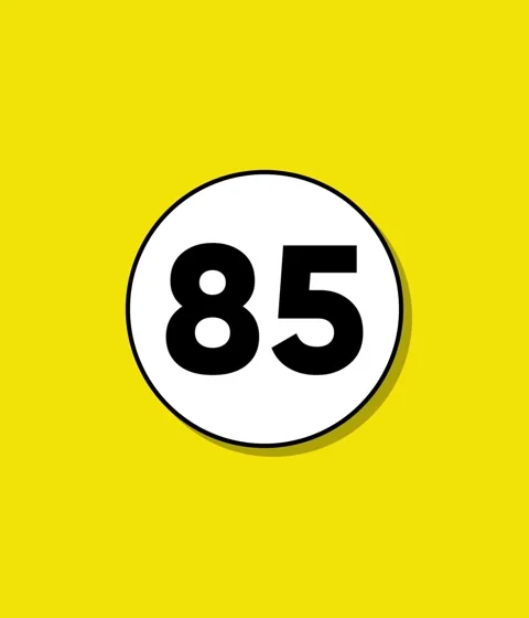 Minimalistic motion graphics video showing number eighty five appearing ins.. Stock Footage 332396589