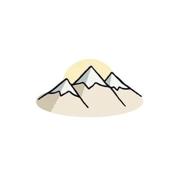 Minimalistic mountain range illustration with rising sun offering peaceful .. Stock Illustration