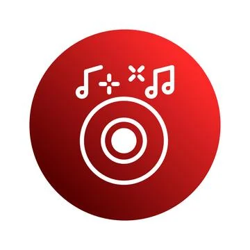 Minimalistic musical icon design on gradient red background featuring music.. Stock Illustration