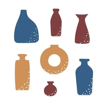 Minimalistic Old Style Ceramic Vases vector illustrations for logo, icon, social Stock Illustration
