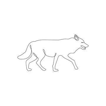 Minimalistic One Line Wolf Icon. Wolf one line hand drawing Stock Illustration