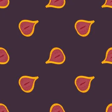 Minimalistic organic seamless pattern with fig silhouettes. Orange and pink f イラスト素材
