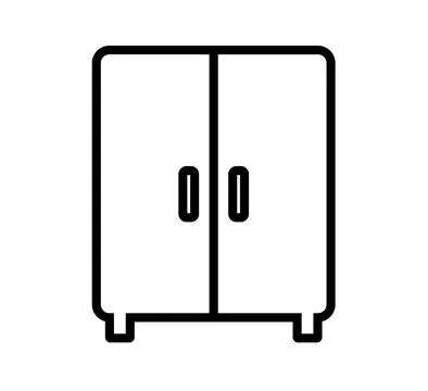 Minimalistic Outline of a Two-Door Storage Cabinet in Simple Design Stock Illustration