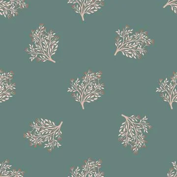Minimalistic pale seamless pattern with doodle forest tree silhouettes. Blue  Stock Illustration