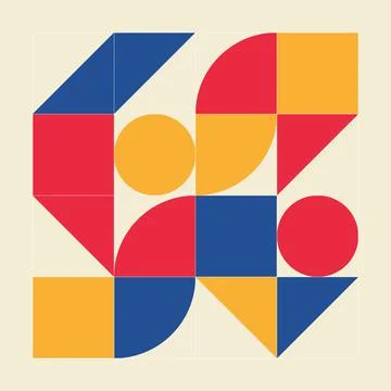 Minimalistic pattern in Bauhaus style. Simple geometric forms and colors. Illustrazione stock