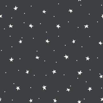 Minimalistic pattern with stars on a dark background black and white Stock Illustration