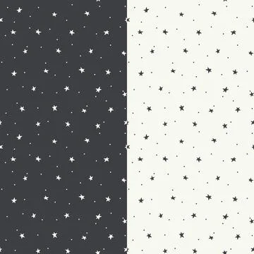 Minimalistic patterns with stars, black and white, dark and light backgrounds 스톡 일러스트