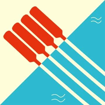 Minimalistic poster template for rowing regatta. Boat rowing race event flyer Stock Illustration