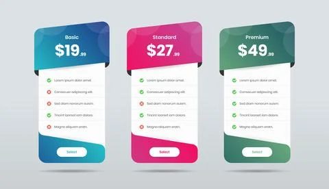 Minimalistic pricing list layout design for business and service subscription Stock Illustration