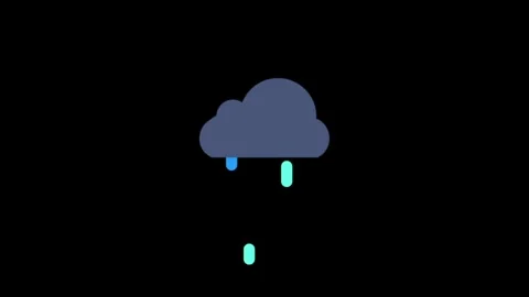 Minimalistic Rain Cloud Illustration with Falling Raindrops Video stock 341917742