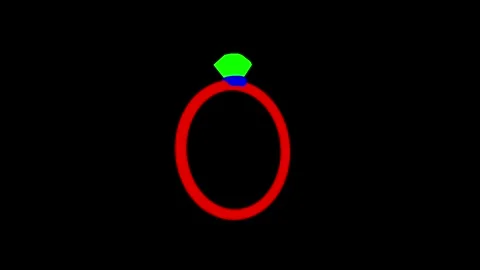 Minimalistic Red Ring with Green Gem on Black Background Video stock 341921330