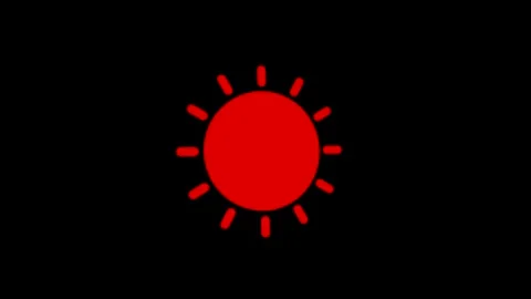 Minimalistic Red Sun Icon on Black Background Illustrating Brightness Vídeos de archivo 341921348
