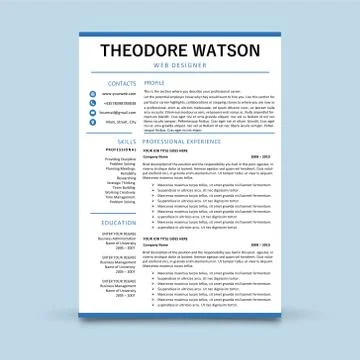 Minimalistic Resume Template Stock Illustration