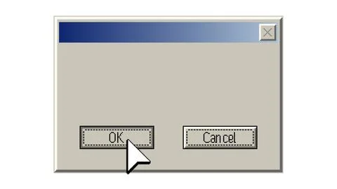 Minimalistic retro computer window interface with OK and Cancel buttons 스톡 일러스트