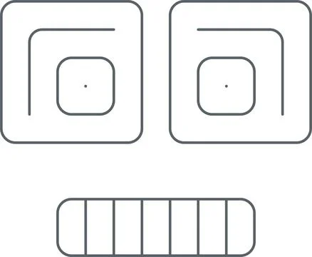 Minimalistic robot icon. Vector, line, one color. Stock Illustration