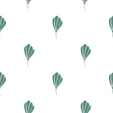 Minimalistic seamless botanic pattern with blue little abstract cosmea flower Stock Illustration