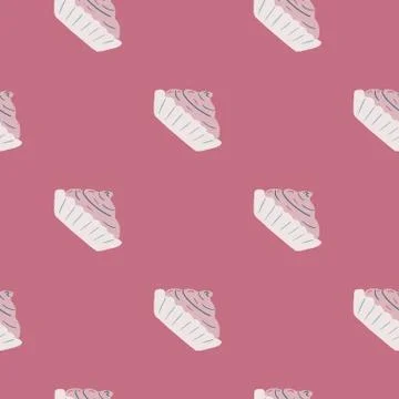 Minimalistic seamless doodle pattern with cream basket cake elements. Tasty d Stockillustratie