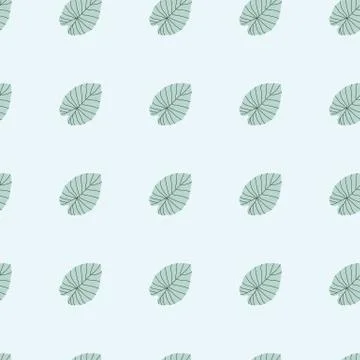 Minimalistic seamless doodle pattern with natural leaf silhouettes. Blue pale Illustrazione stock