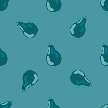 Minimalistic seamless doodle pattern with pear hand drawn silhouettes. Simple Stock Illustration