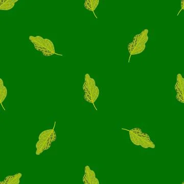 Minimalistic seamless doodle pattern with simple decorative oak leaf ornament Stockillustratie